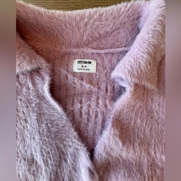 Cotton On Soft Pink Fuzzy Women's Cropped Cardigan. - Picture 4 of 4